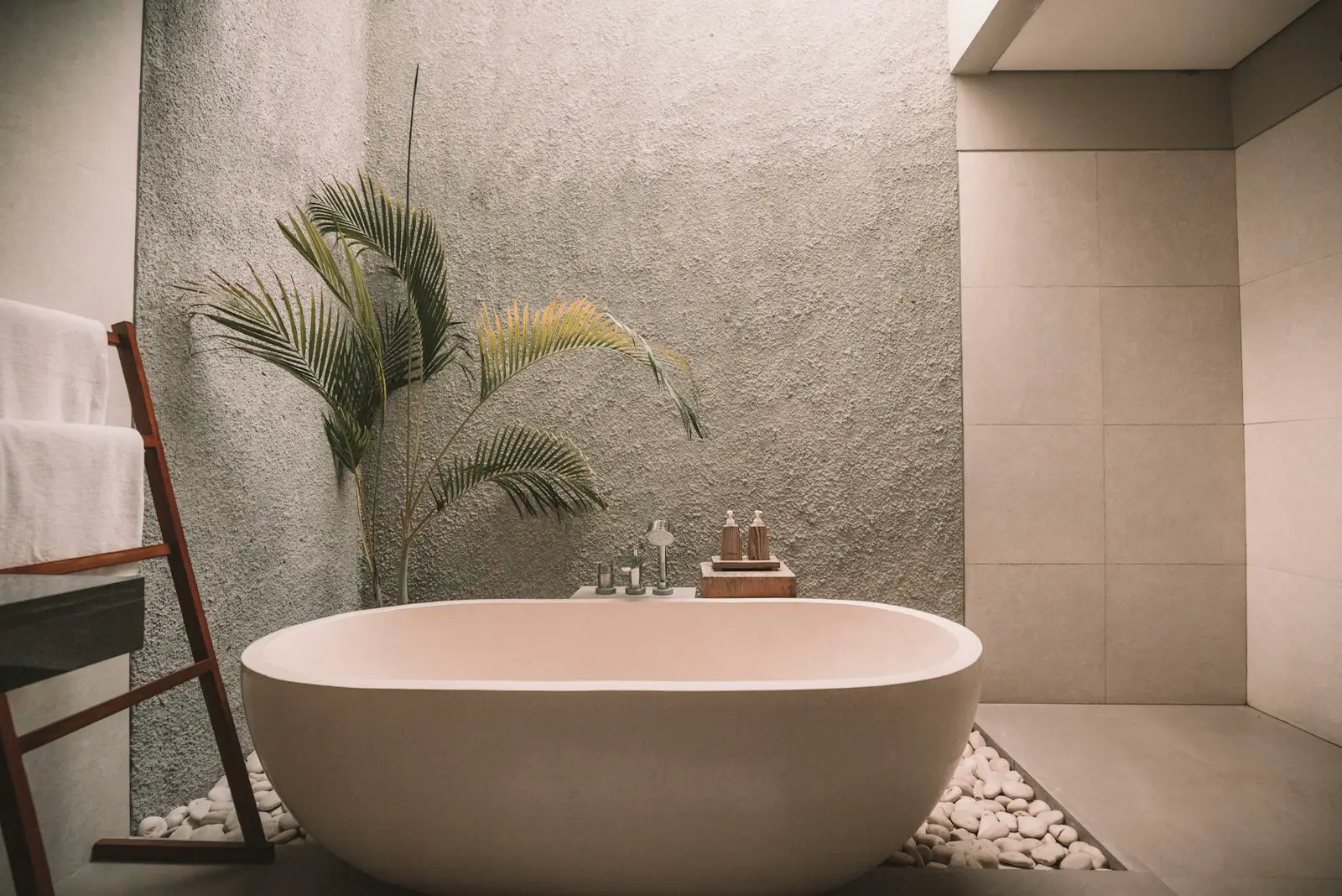 A bathroom with a freestanding soaking tub. Shown on the Tub conversion page for Arlington, TX.